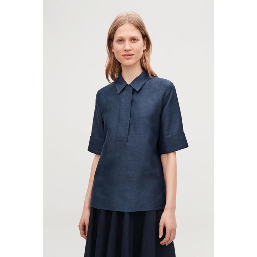 COS Boxy Linen-Shirt With Folded Sleeves Size 2 - Picture 2 of 7